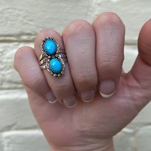 Vintage Lone Mountain Turquoise Sterling Silver Ring made by Navajo Artist SN